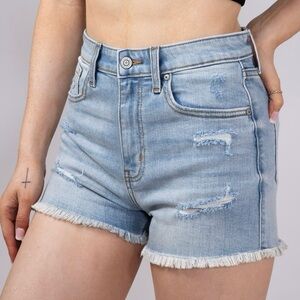 EUNINA Lulu Super High Rise Cut Off Denim Jean Shorts Size S